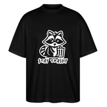 raton laveur reste trash - T-shirt bio Blaster 2.0 coupe oversize Stanley/Stella Unisexe - noir - Devant - Alina (178cm) & Michal (187cm)