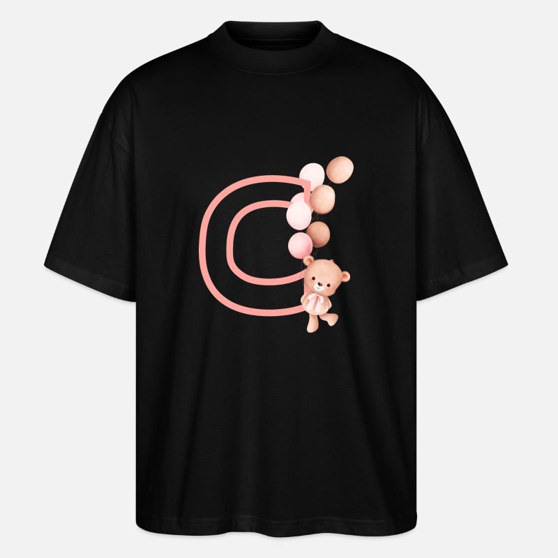 Buchstabe c rosa Bär - Stanley/Stella Oversized Unisex Bio T-Shirt Blaster 2.0 - Schwarz