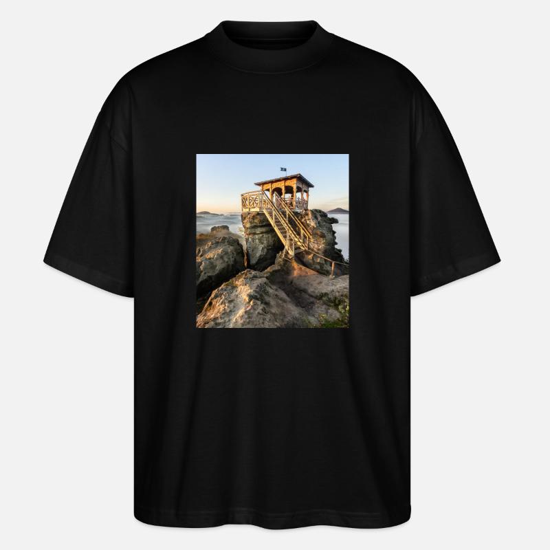 Hütte mit Aussicht - Stanley/Stella Oversized Unisex Bio T-Shirt Blaster 2.0 - Schwarz