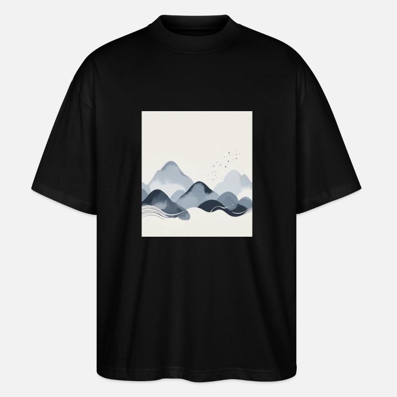 Abstrakte Berge - Stanley/Stella Oversized Unisex Bio T-Shirt Blaster 2.0 - Schwarz