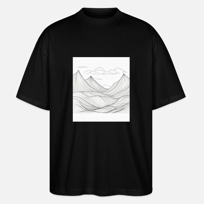 Berglandschaft im Linienstil - Stanley/Stella Oversized Unisex Bio T-Shirt Blaster 2.0 - Schwarz