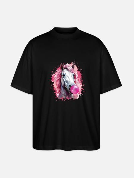 Pferd,Graffiti,illustration,Kaugummi,Blase - Stanley/Stella Oversized Unisex Bio T-Shirt Blaster 2.0 - Schwarz