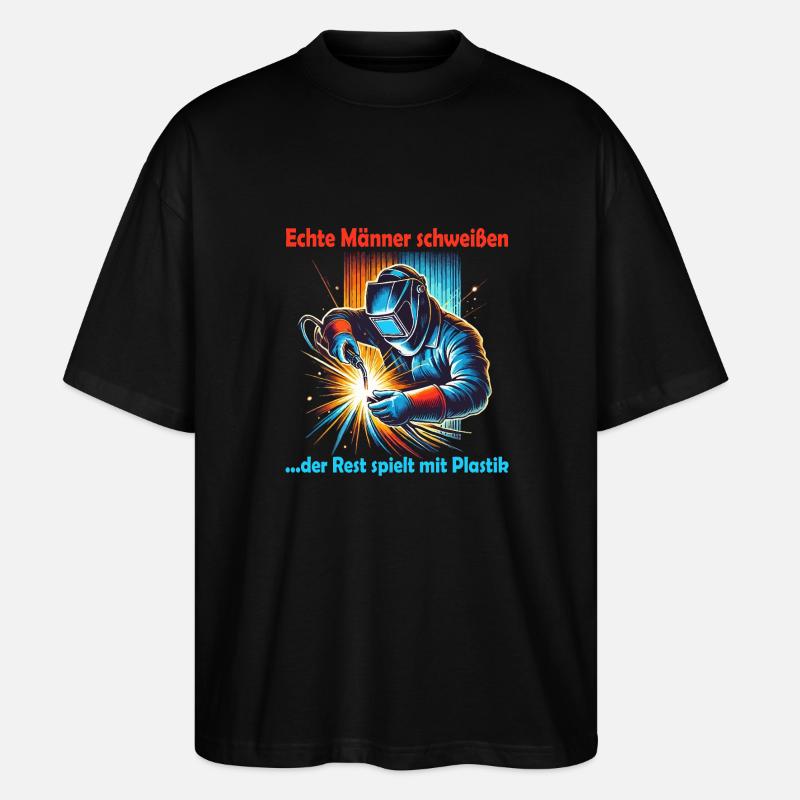 echte schweißer - Stanley/Stella Oversized Unisex Bio T-Shirt Blaster 2.0 - Schwarz