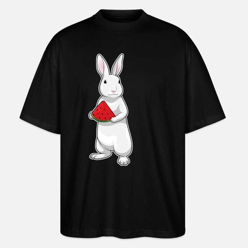 Lapin Pastèque - T-shirt bio Blaster 2.0 coupe oversize Stanley/Stella Unisexe - noir