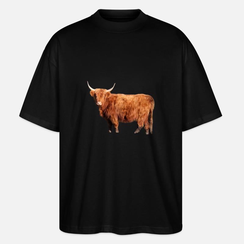 Bovins écossais des Highlands - T-shirt bio Blaster 2.0 coupe oversize Stanley/Stella Unisexe - noir