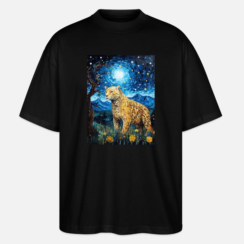 Jaguar Van Gogh Style - Stanley/Stella Oversized Unisex Bio T-Shirt Blaster 2.0 - Schwarz