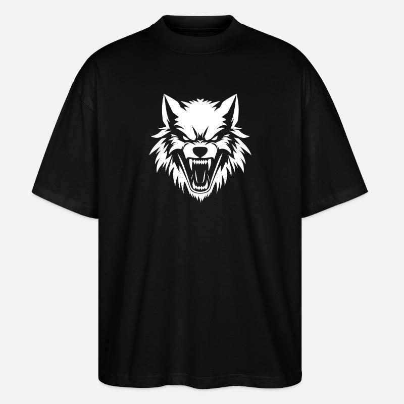 Wild Wolf Roar - Stanley/Stella Oversized Unisex Organic T-shirt Blaster 2.0 - black