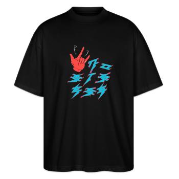 Pas de stress - T-shirt bio Blaster 2.0 coupe oversize Stanley/Stella Unisexe - noir - Devant - Alina (178cm) & Michal (187cm)