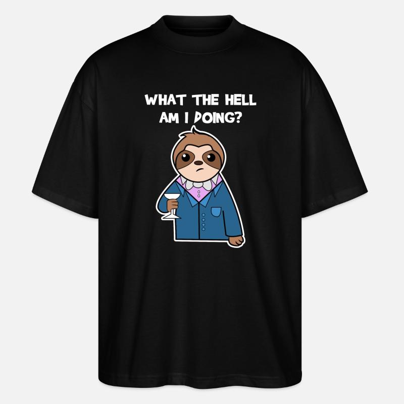 Tier Faultier Relax Urwaldbewohner Statement - Stanley/Stella Oversized Unisex Bio T-Shirt Blaster 2.0 - Schwarz