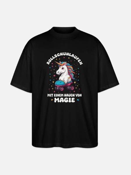 Einhorn Rollschuhlaufen - Stanley/Stella Oversized Unisex Bio T-Shirt Blaster 2.0 - Schwarz