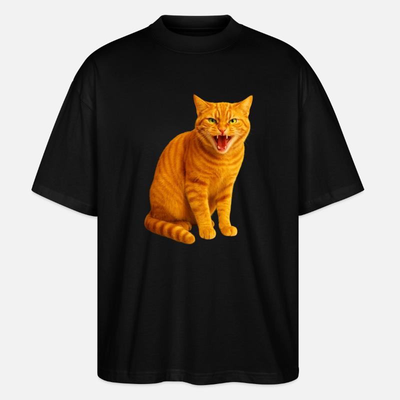 Fauchende orange getigerte Katze - Stanley/Stella Oversized Unisex Bio T-Shirt Blaster 2.0 - Schwarz