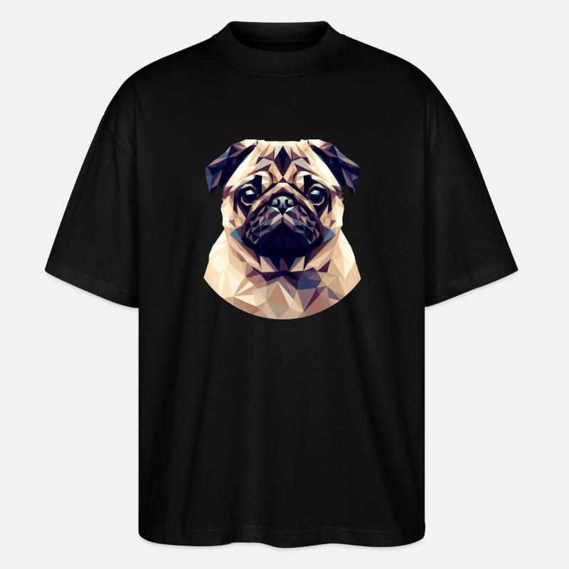 Niedlicher Polygon-Mops - Stanley/Stella Oversized Unisex Bio T-Shirt Blaster 2.0 - Schwarz