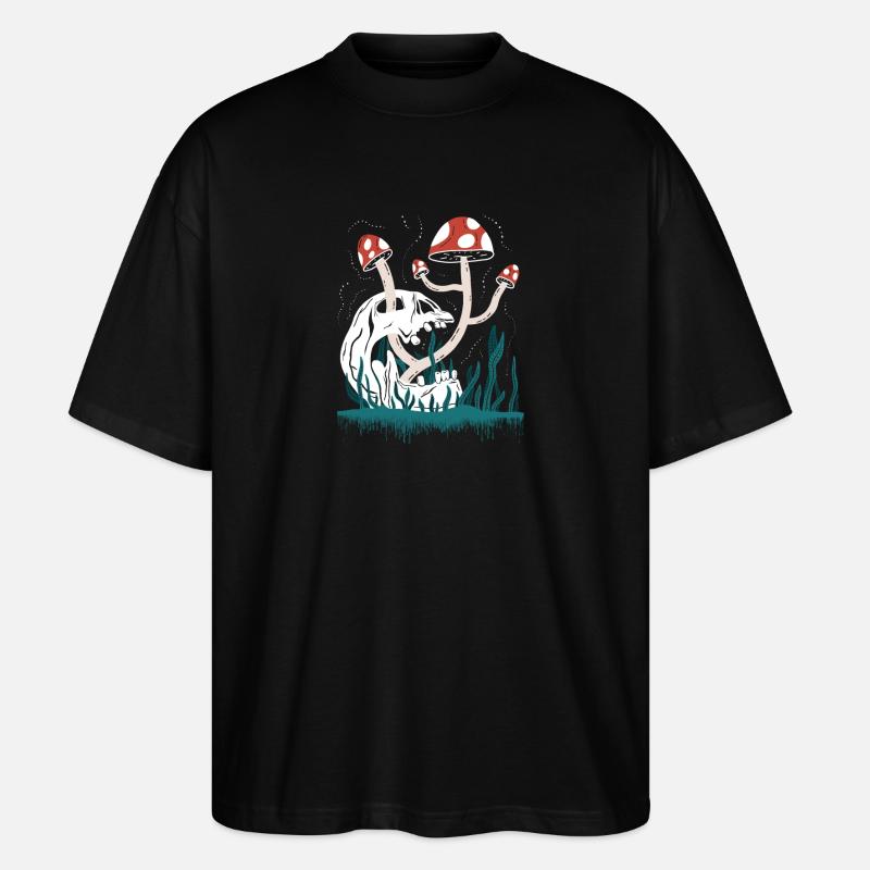 Totenkopf und Pilze - Stanley/Stella Oversized Unisex Bio T-Shirt Blaster 2.0 - Schwarz