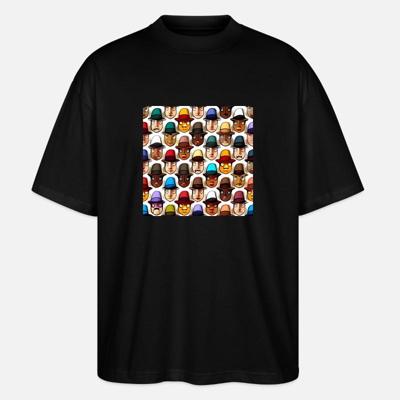 Face In Hat Pattern - Stanley/Stella Oversized Unisex Organic T-shirt Blaster 2.0 - black