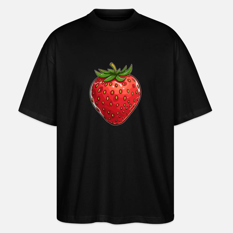 Erdbeere - Stanley/Stella Oversized Unisex Bio T-Shirt Blaster 2.0 - Schwarz