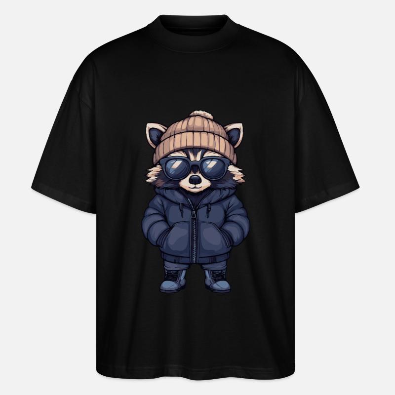 Waschbär Cool Comic - Stanley/Stella Oversized Unisex Bio T-Shirt Blaster 2.0 - Schwarz
