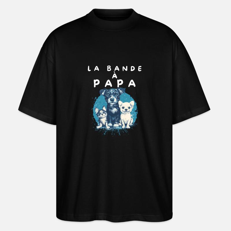 Team Papa und Hunde - Stanley/Stella Oversized Unisex Bio T-Shirt Blaster 2.0 - Schwarz