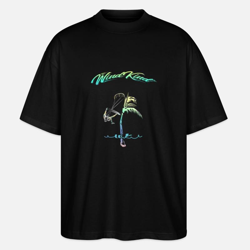 Kitesurfer Palme - Stanley/Stella Oversized Unisex Bio T-Shirt Blaster 2.0 - Schwarz