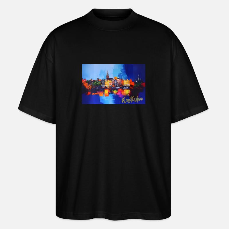 Amsterdam Gemälde Geschenk - Stanley/Stella Oversized Unisex Bio T-Shirt Blaster 2.0 - Schwarz