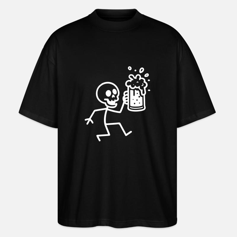 Squelette Bière Drôle - T-shirt bio Blaster 2.0 coupe oversize Stanley/Stella Unisexe - noir