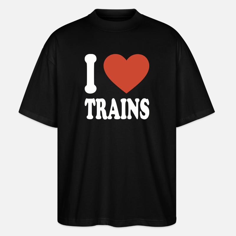 I love trains - Stanley/Stella Oversized Unisex Bio T-Shirt Blaster 2.0 - Schwarz
