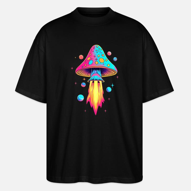Psychedelic Mushroom Rocket - Stanley/Stella Oversized Unisex Bio T-Shirt Blaster 2.0 - Schwarz