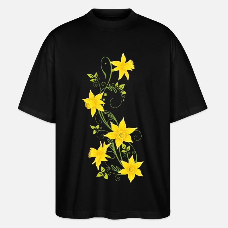 Easter, daffodils, daffodils, spring - Stanley/Stella Oversized Unisex Organic T-shirt Blaster 2.0 - black