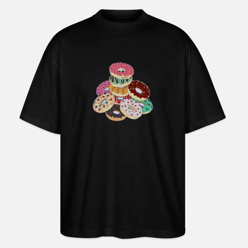 Pyramide der Regenbogen-Donuts - Stanley/Stella Oversized Unisex Bio T-Shirt Blaster 2.0 - Schwarz