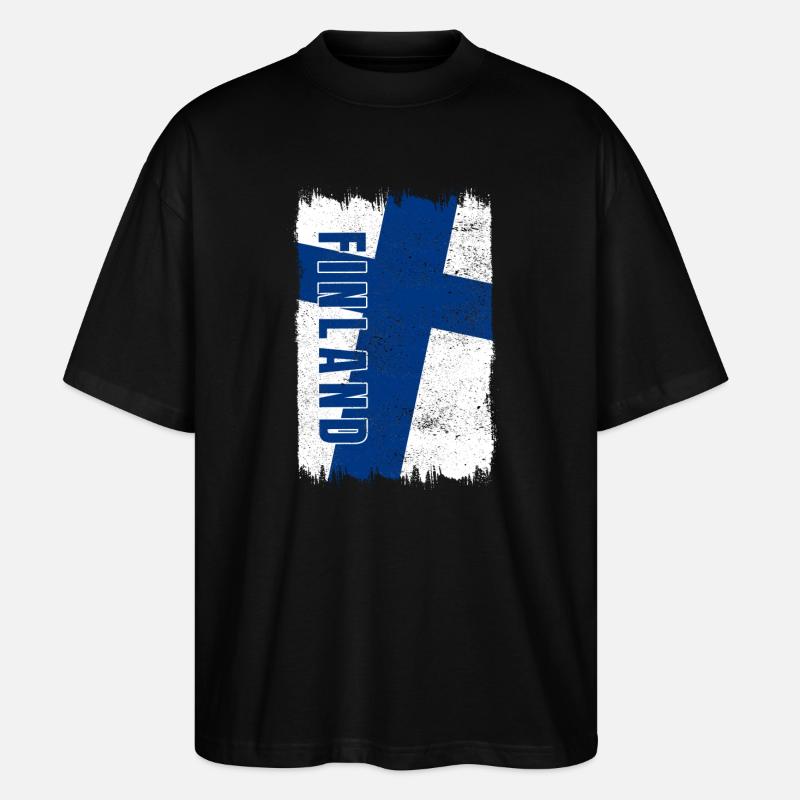 Finnland Flagge - Stanley/Stella Oversized Unisex Bio T-Shirt Blaster 2.0 - Schwarz