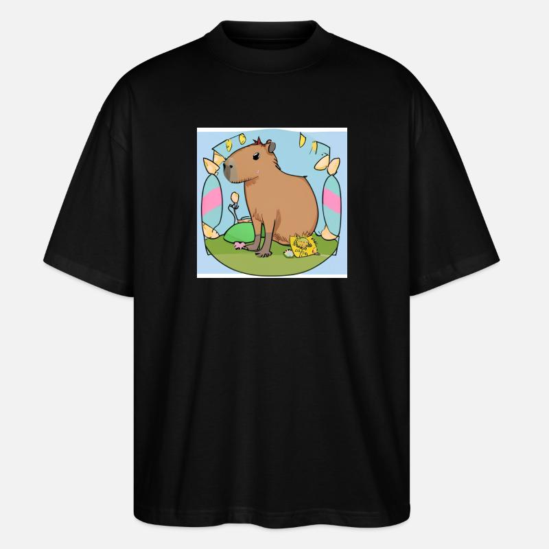 Capybara de Pâques - T-shirt bio Blaster 2.0 coupe oversize Stanley/Stella Unisexe - noir