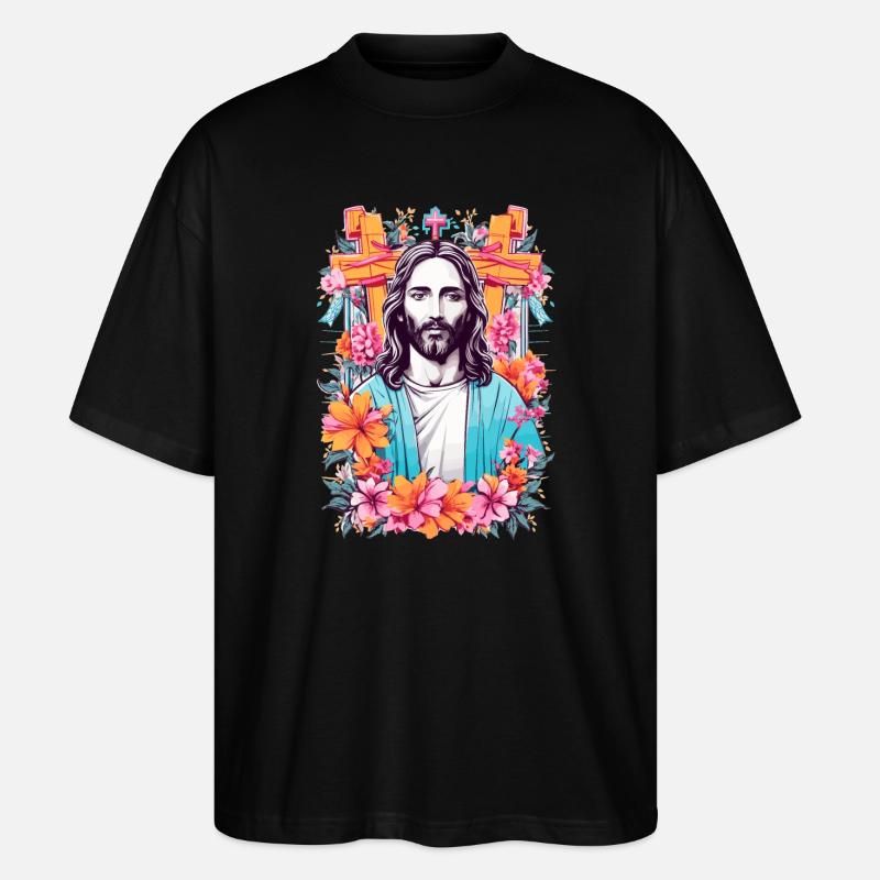 Jesus Christus - Stanley/Stella Oversized Unisex Bio T-Shirt Blaster 2.0 - Schwarz