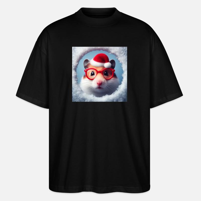 Hamster als Weihnachtsmann - Stanley/Stella Oversized Unisex Bio T-Shirt Blaster 2.0 - Schwarz