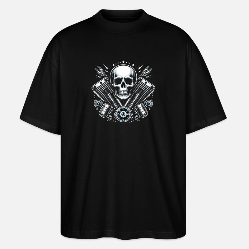 Biker Skull Design 2 - Stanley/Stella Oversized Unisex Bio T-Shirt Blaster 2.0 - Schwarz