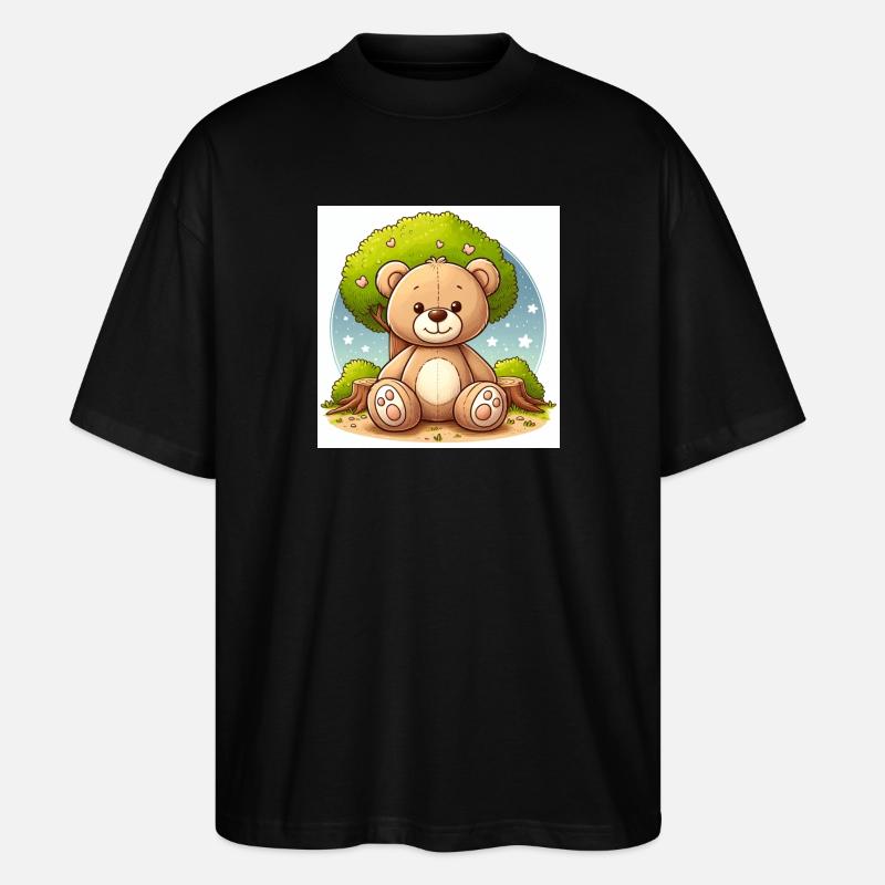 Teddybär vor einem Baum - Stanley/Stella Oversized Unisex Bio T-Shirt Blaster 2.0 - Schwarz