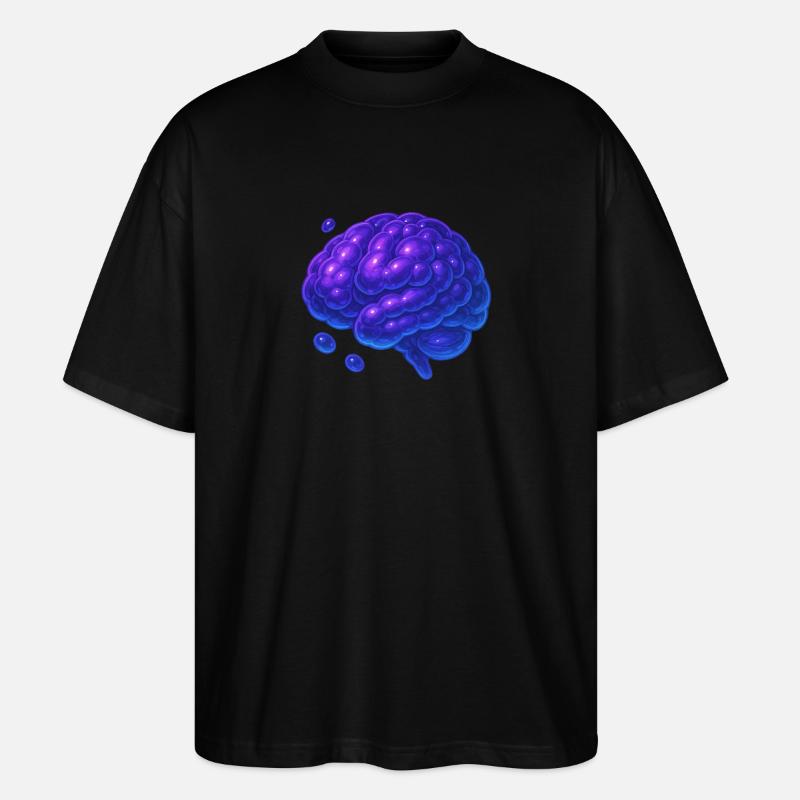Cerveau 3D Moléculaire Bleu Violet - T-shirt bio Blaster 2.0 coupe oversize Stanley/Stella Unisexe - noir