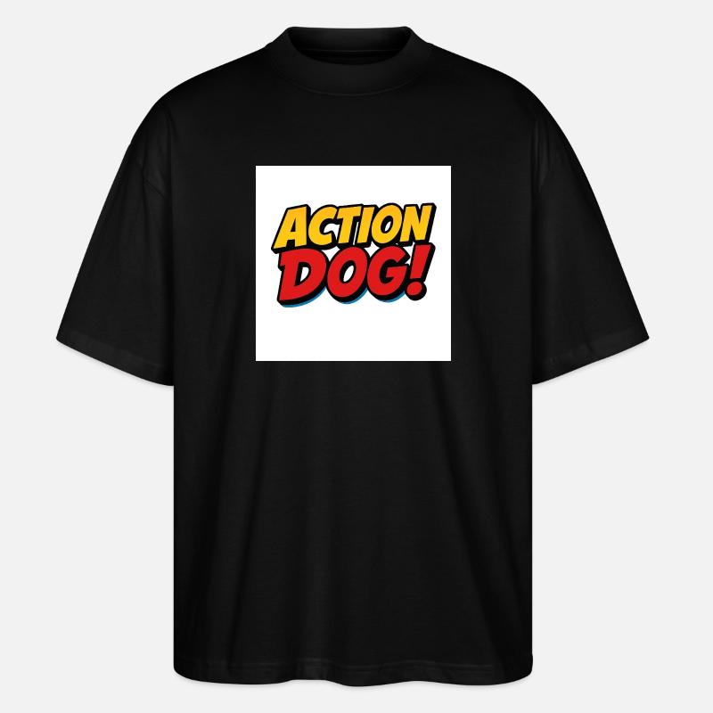 Action Hund Comic Stil - Stanley/Stella Oversized Unisex Bio T-Shirt Blaster 2.0 - Schwarz