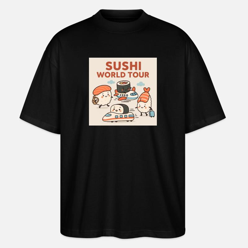Sushi Reise Illustration - Stanley/Stella Oversized Unisex Bio T-Shirt Blaster 2.0 - Schwarz