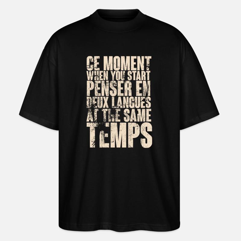 L'inspiration par la pensée bilingue - T-shirt bio Blaster 2.0 coupe oversize Stanley/Stella Unisexe - noir