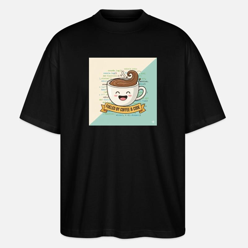 Happy Coffee Mug and Code - Stanley/Stella Oversized Unisex Organic T-shirt Blaster 2.0 - black