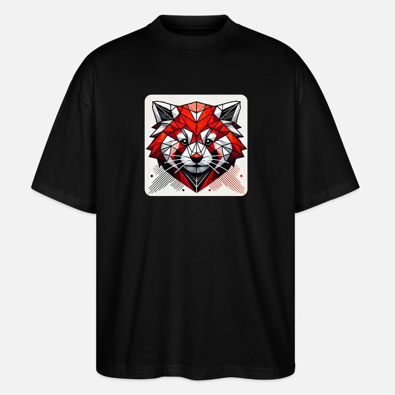 Geometrischer Roter Panda Polygon - Stanley/Stella Oversized Unisex Bio T-Shirt Blaster 2.0 - Schwarz
