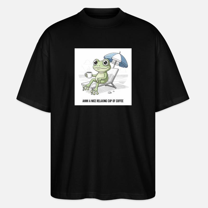 Frog Beach Coffee Chill - Stanley/Stella Oversized Unisex Organic T-shirt Blaster 2.0 - black