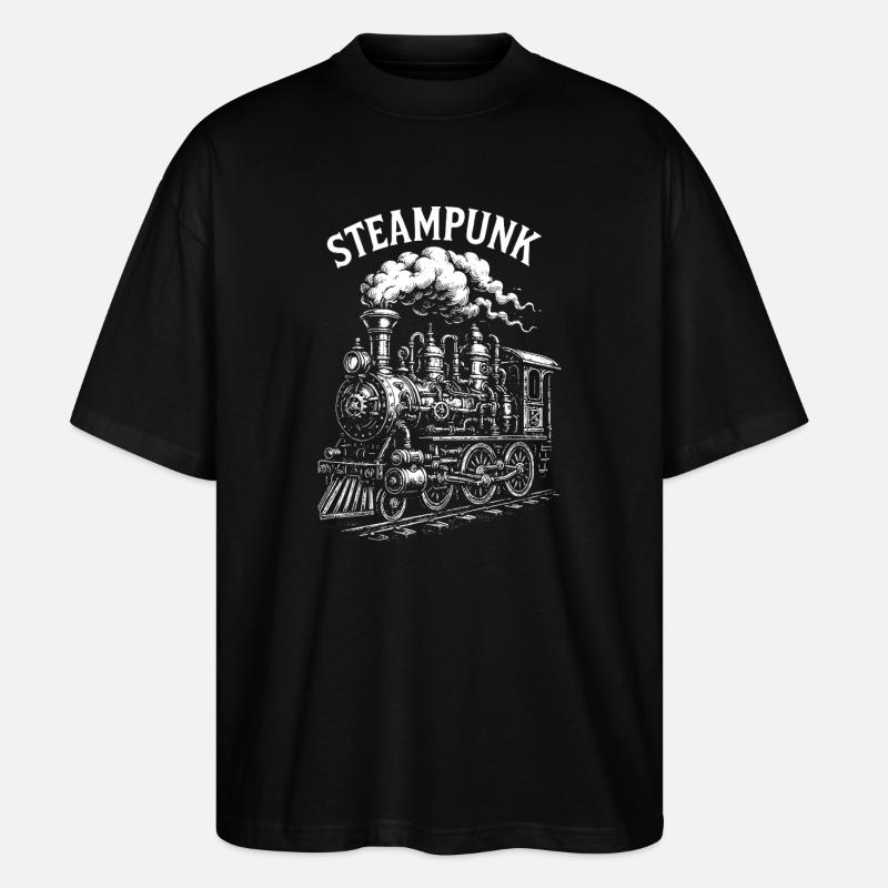 Steampunk-Dampflokomotive - Stanley/Stella Oversized Unisex Bio T-Shirt Blaster 2.0 - Schwarz