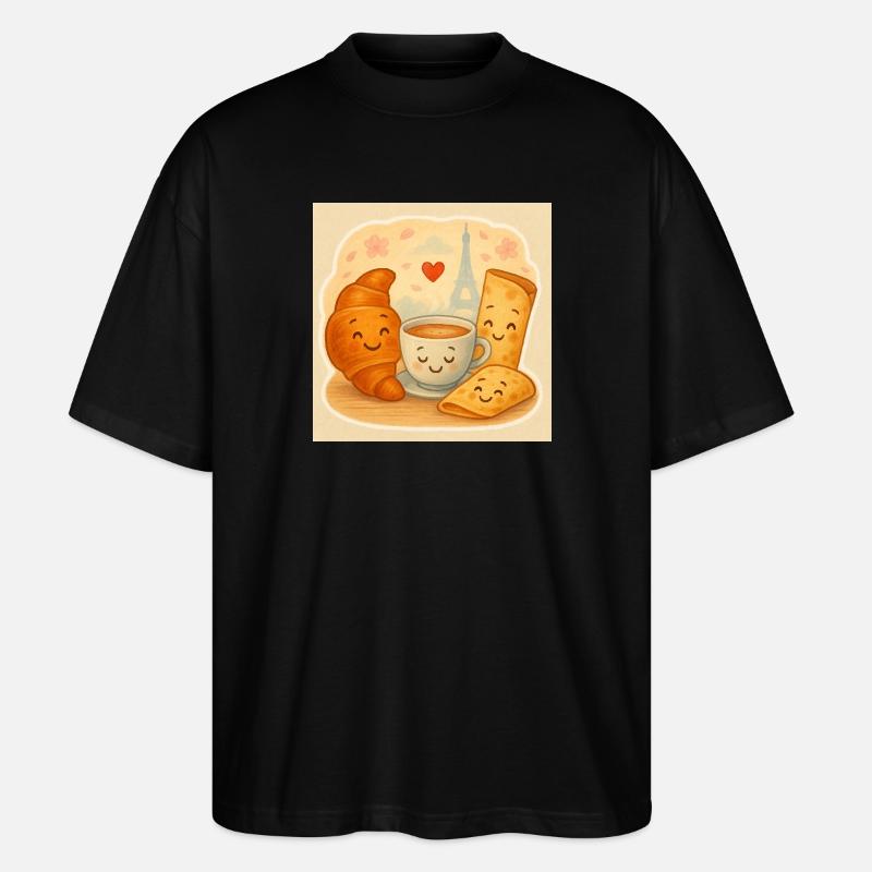 Paris Frühstückskuscheln - Stanley/Stella Oversized Unisex Bio T-Shirt Blaster 2.0 - Schwarz