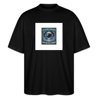 Celestial Voyager Explore Cosmos - Stanley/Stella Oversized Unisex Organic T-shirt Blaster 2.0 - black - Front - Alina (178cm) & Michal (187cm)