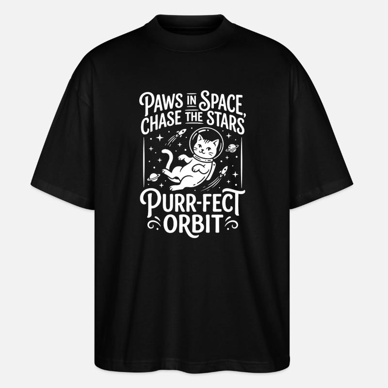 Paws in Space – Purr-fect Orbit - Stanley/Stella Oversized Unisex Bio T-Shirt Blaster 2.0 - Schwarz