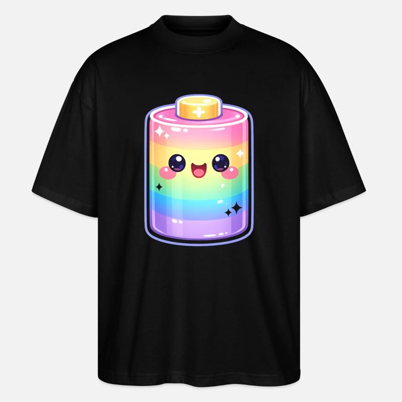 Kawaii Regenbogen Flaschenzauber - Stanley/Stella Oversized Unisex Bio T-Shirt Blaster 2.0 - Schwarz