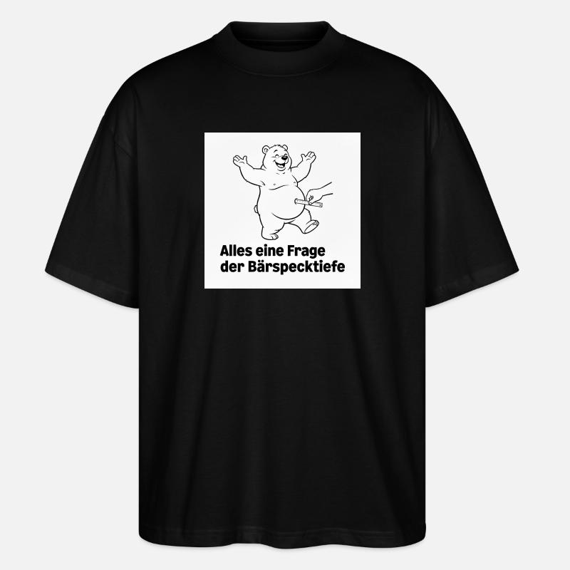 Bear Fat Depth White - Stanley/Stella Oversized Unisex Organic T-shirt Blaster 2.0 - black