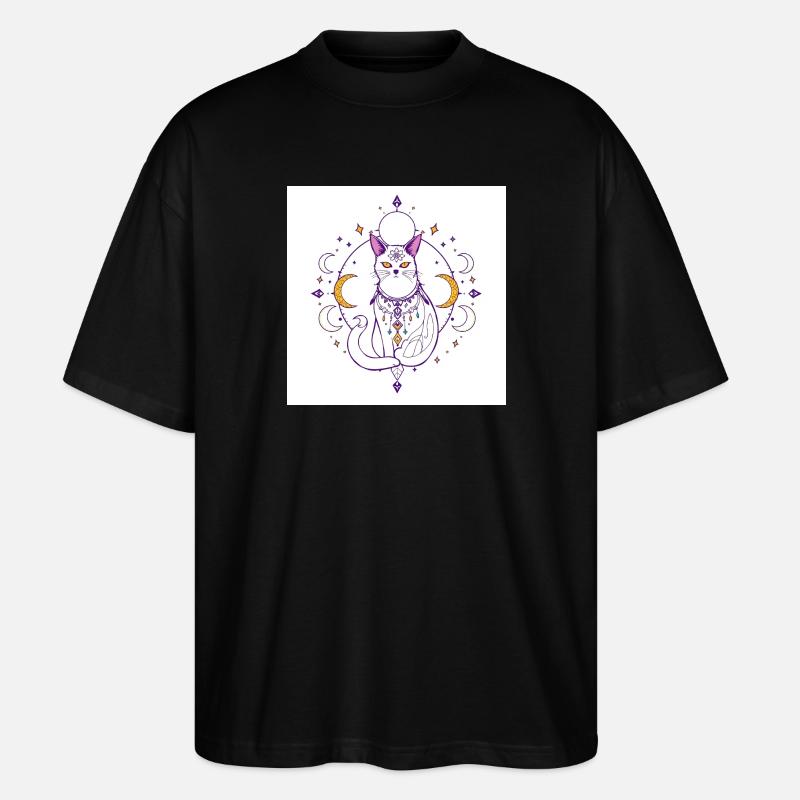 mystisch-Katze-Mond-himmlisch-A - Stanley/Stella Oversized Unisex Bio T-Shirt Blaster 2.0 - Schwarz