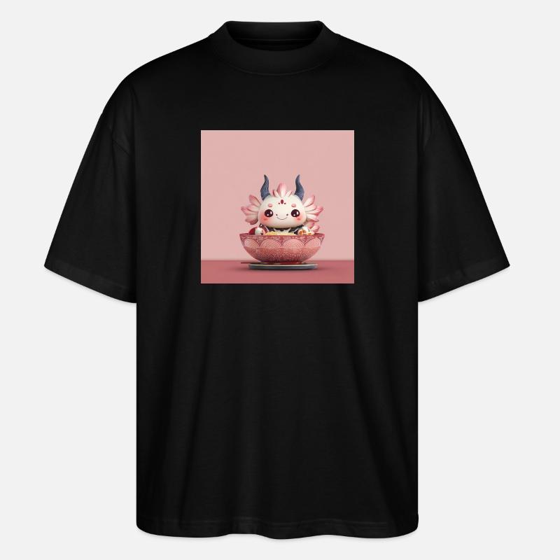 Kawaii Blüten-Dumpling Bowl Drache  - Stanley/Stella Oversized Unisex Bio T-Shirt Blaster 2.0 - Schwarz