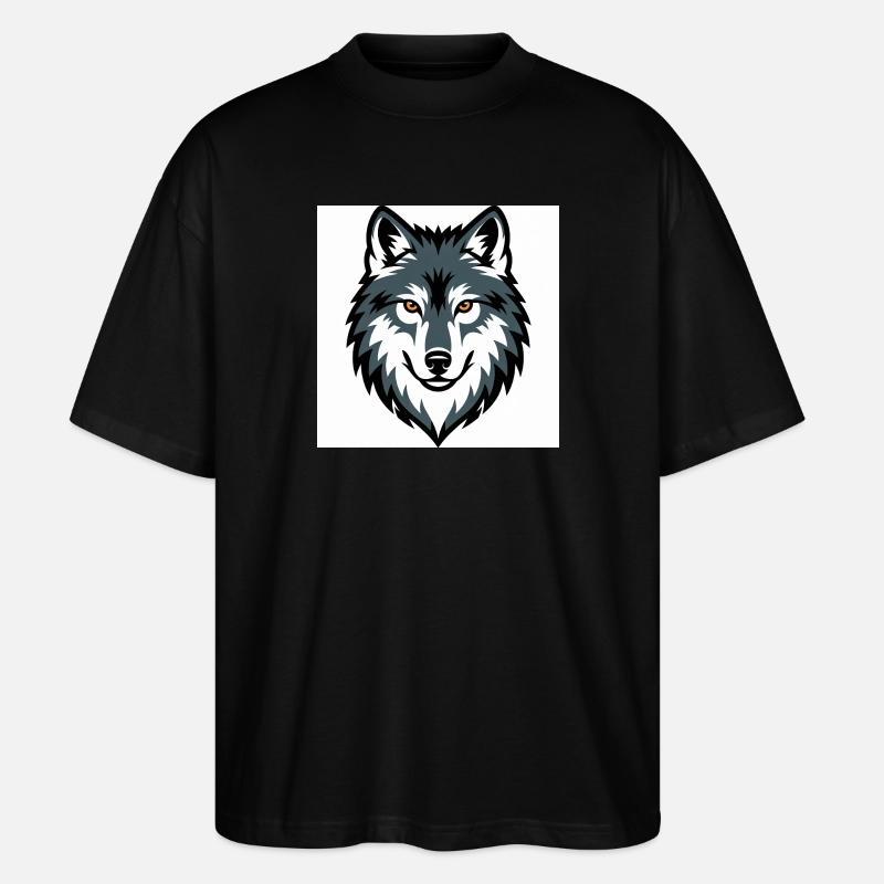Emblème graphique du loup - T-shirt bio Blaster 2.0 coupe oversize Stanley/Stella Unisexe - noir